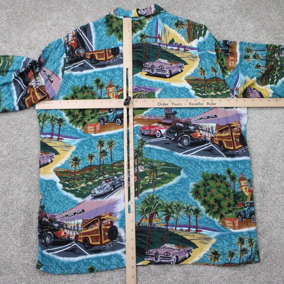 Reyn Spooner Hawaiian Shirt Mens XL Spooners Car 100% Rayon S/S Button Up - Picture 10 of 13
